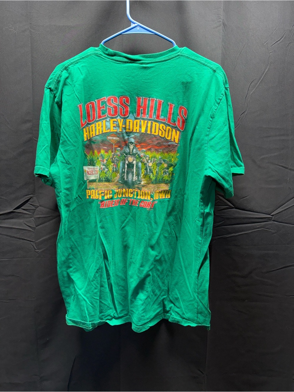 EUC Harley-Davidson Green Loess Hills Graphic Tee Sz XL (14ag)